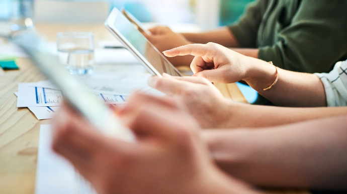 people using tablets- close up